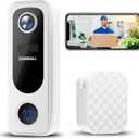 ZUMIMALL Doorbell Camera Wireless, Video Doorbell Wireless with Chime, 2 Way Audio, Voice Changer, 30s Voice Message, Anti-Theft, AI Detection, 2.4Ghz WiFi Only, Battery Powered, Work with Alexa,White