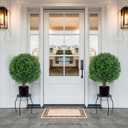 25" Artificial Boxwood Topiary Ball Tree with Ground Plugs [Set of 2] UV Protected Artificial Shrubs, Fake Evergreen Artificial Plants for Indoor and Outdoor Porch Garden