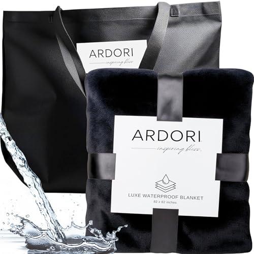 Waterproof Blanket King Size, Black & Gray 82x82"- Water Proof and Stain Resistant Blankets for Bed, Couch, Couples Fleece Moisture Absorbent, Layered Sheet Protector, Leakproof Protective Top Cover