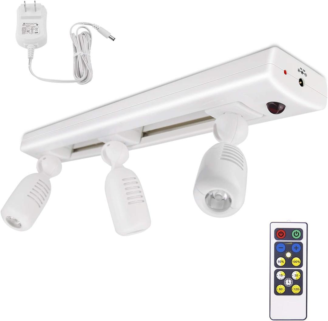 BIGLIGHT LED Track Light, Dimmable Accent Lighting with Rotatable Heads, Plug in Spotlight with Remote for Lighting up Kitchen Sink Cabinet Gallery Picture Bathroom Basement Artwork