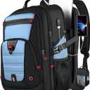 Z-MGKISS Big Backpack for Travel, 52L Large Anti-Theft Computer Backpack for Women Men, Heavy Duty Laptop Bag 17.3 Inch with USB Port, College Business Work Daypack, Lake Blue
