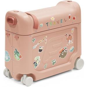 Stokke JetKids BedBox, Arctic Blue - Ride-On Suitcase for Kids 2-7 Years Old (up to 77 lbs) - Transforms Into Bed - Includes Mattress, Decorative Stickers & Adjustable Carrying Strap