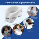 jiaao Travel Pillow Memory Foam Neck Support, Advanced Memory Foam Neck Pillow for Airplanes, Cars & Trains with Eye Mask, Earplugs & Storage Bag