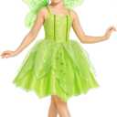 Princess Costume for Girls Fancy Fairy Halloween Party Dress Up Toddler Baby Tale Role Play Green Dress (3T)