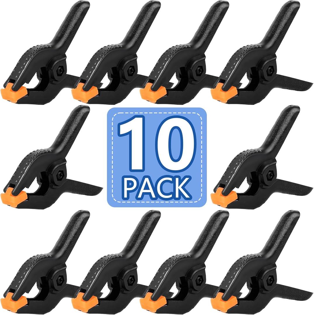 10 Pack 6 inch Plastic Spring Clamps, Black Heavy Duty Clips, Backdrop Clips, Plastic Clamps for Crafts, Backdrop Stand, Woodworking, Photography