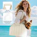 Pecute Cat Purse Carrier, Lightweight Cat Carriers for Small Cats with Large Pockets, Cat Soft-Sided Carriers up to 6.6lbs, Pet Carrier for Kitten, Suitable for Travel, Subway, Cream