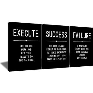 QYHART Success Failure Execution 3 Piece Canvas Wall Art Office Artwork, 20 x 28 inch x 3 pcs