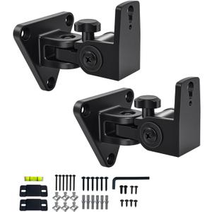 Speaker Wall Mount,Swivel & Tilt,All Aluminium Wall Speaker Mount for Small Speakers,Hold up to 30lbs,HD-818,2 Packs(Black)