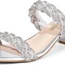 DREAM PAIRS Women's Two Braided Strap Low Heels for Women Open Toe Block Chunky Heels Sandals Holiday Party Wedding Dress Pumps Shoes (8.5)