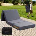 Memory Foam Camping Mattress Pad, 4 Inch Thick Waterproof Foldable Sofa Bed Floor Mattress, Portable Sleeping Pad for Adult, Sleeping Mat for Travel RV Camping Guest Yoga (Tw")