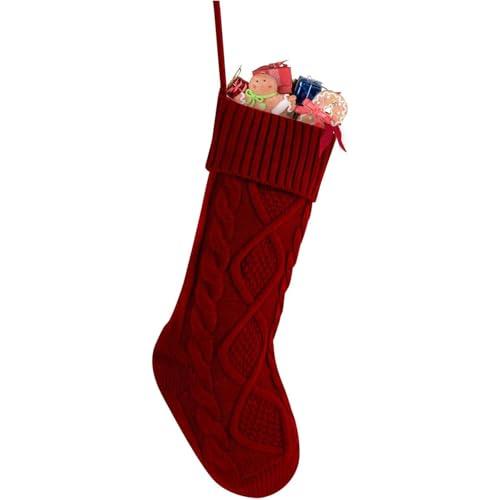 OYB Christmas Stockings，18 Inches Knitted Christmas Stockings，Large Christmas Stockings, Decorations for Family Holiday Xmas Party(Red)