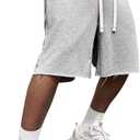 SHENHE Men's Baggy Sweat Shorts Wide Drawstring Waist Streetwear Shorts (Gray, XL)