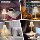 Liliful 1 Pcs LED Portable Cordless Gold Table Lamp Touch Battery Operated Rechargeable Desk Lamp 3 Color Dimmable for Bedroom Living Room Dining (Rose Style)