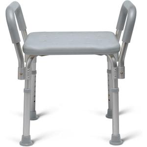 Medline Backless Shower Chair with Arms - 350 lb. capacity, Bench, Stool, Seat for Elderly, Seniors Independent Adult and Disabled Adults