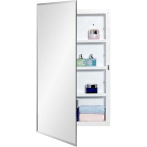 IDYLLOR Plastic Medicine Mirror Cabinet for Bathroom 18 x 28 inch, Surface and Recessed Mount