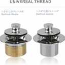 Chrome Tub Drain Lift &Turn Tub Trim Set with Two-Hole Overflow Faceplate Conversion Kit Assembly, Hidrop Bathtub Drain Replacement Trim Kit and Universal Fine/Coarse Thread, Chrome Plated