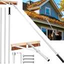 Leaf Roof Brush and Roof Rake, Adjustable Length Roof Cleaning Tool, Remove Roof Leaves Safely, with Natural Brush Head, Lightweight, Easy to Use & Store (21ft)