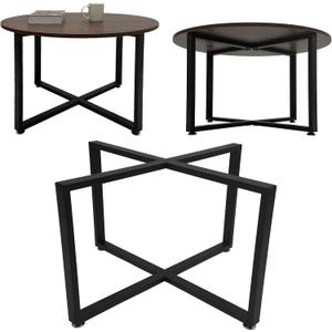 Round Metal Coffee Table Legs,18 Inch Black Iron Dining Table Base Only,Large Circle End Table Legs, B Style