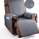 KinCam 100% Waterproof Recliner Chair Cover, Reclining Couch Covers for Pets, Dogs, Recliner Couch Slipcover Furniture Protector with Elastic Straps for Kids(23.6", Dark Gray)