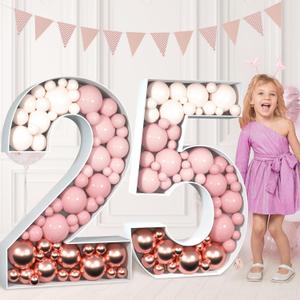 imprsv 3FT Mosaic Numbers for Balloons 25th Birthday Decorations Mosaic Number Frame 25 Large Numbers for Party Number Balloon Anniversary Decor