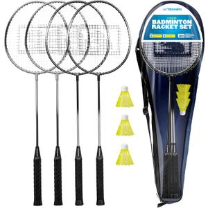 Triumph Sports 3-Player Badminton Set with 3 Rackets, and 1 Carry Case, Black