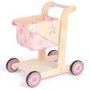 Asweets 2 in 1 Wooden Baby Walker Push and Pull Doll Stroller, Shopping Cart Learning Walker for Boys and Girls, Sit Stand Learning Toddler Toy (Pink)