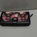 Wallets for Women Multi Card Holder Wallet Clutch Wallet Card Holder Organizer Ladies Purse with Wrist strap Purse (Black Flowers)