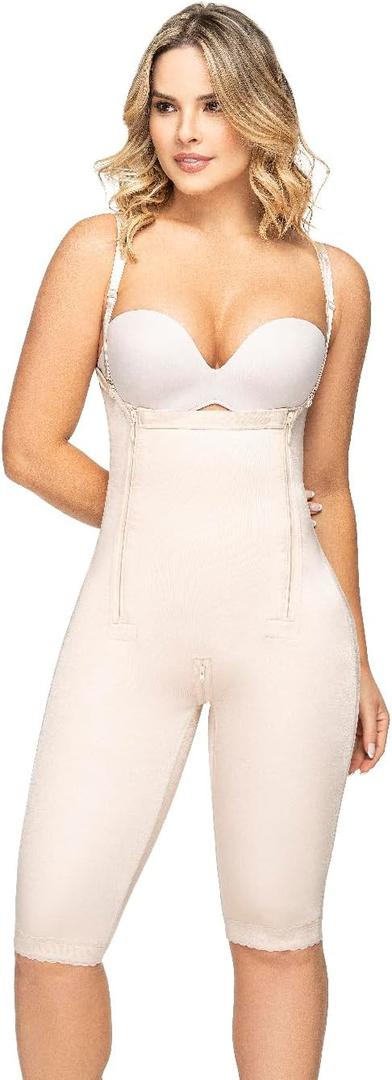 Velvet MILENA High Compression Postoperative, Daily, and Postpartum Use Knee-Length Girdle with Bidirectional Fabric, M, Beige