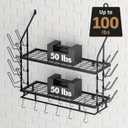 KES 30-Inch Pot Rack Wall Mounted, 8 Secure Lid Holders & 12 Sturdy Hooks