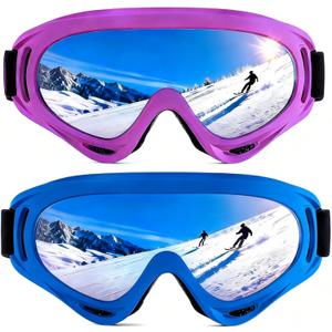 2 Pack Motorcycle Dirt Bike Goggles for Men Women, MX UTV Racing Riding Windproof Dustproof Goggles, Off Road Goggle (Pink Frame Colorful and Blue Frame Colorful)