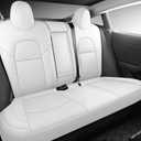 NLQR Full Seat Cover Set PU Leather Perforated Protector Cushion White Compatible with Tesla Model 3 2017 2018 2019 2020 2021 2022 2023