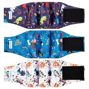 Paw Legend Washable Dogs Diapers Male Dog Belly Bands for Male Dogs Diapers Reusable Puppy & Doggie Diapers Male (3 Pack, Small)