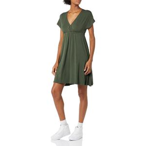 2 x Amazon Essentials Women's Surplice Dress (Available in Plus Size) (Dark Olive)