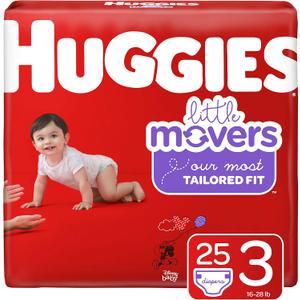 HUGGIES Little Movers Diapers, Size 3 (16-28 lb.), 25 Ct