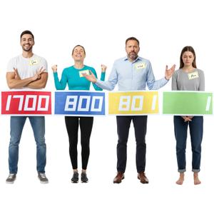 Mepase 4 Packs Halloween Contestant Show Costume 70s Group Costumes for Adults Showcase Your Price Board Outfit for Party