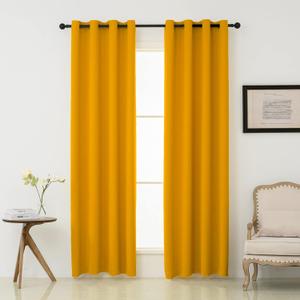 Pickluc Grommet Blackout Curtains 84 Inches Long 2 Panels, Light Blocking Window Drapes for Living Room, Thermal Insulated, Noise Reduction, Mustard Yellow, 52" Wide x 84" Length