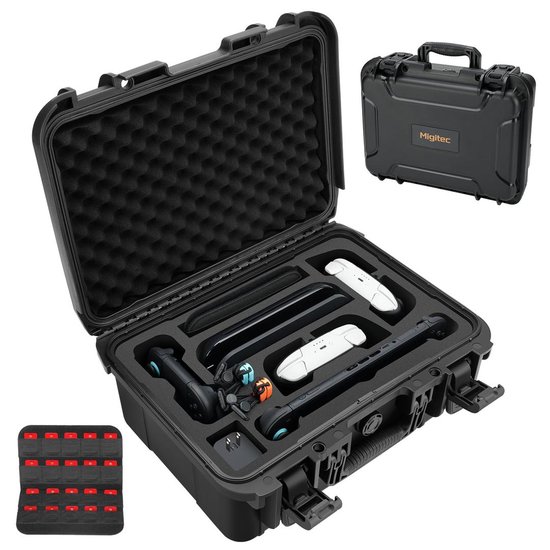 Migitec Hard Carrying Case Compatible with Nintendo Switch 2, All-In-One Travel Case for NS2 Console, Dock, 2 Pro Controllers, Joy-Con Grip, Power Adapter, 20 Games and Accessories