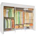  Ulif E13C Heavy Duty Closet Organizer System Freestanding Clothing Racks for Hanging Clothes Adjustable Garment Rack 63" W x 16" D x 77" H Hold 960 lbs White Clothing Rack with White Dustproof Cover
