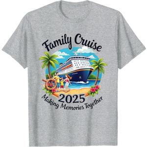Family Cruise 2025 Vacation Trip Family Matching Cruise Ship T-Shirt, Heather Grey