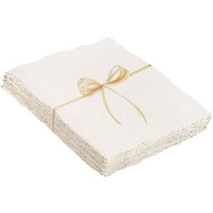 25 Sheets Watercolor Paper 8.5 x 11, 300 GSM Deckled Edge Paper Rough/Textured Handmade Paper Cotton Paper for Watercolors, Wedding Invitations, Cards, Crafts