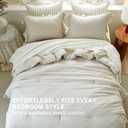 Beige Ruffle Comforter Set King, Pre-Washed Shabby Chic Bedding Set, Lightweight Cottagecore Soft Romantic Cozy 1 Comforter & 2 Shams, All-Season