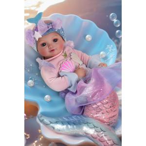 BABESIDE Mermaid Baby Doll Girl, 15-Inch Realistic Soft Baby Dolls with Shiny Mermaid Tail & Accessories, Cute Mermaid Toys for Girls Ages 3+ Kids, Christmas, Birthday