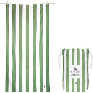 Dock & Bay Beach Towel - Quick Dry, Sand Free - Compact, Lightweight - 100% Recycled - Includes Bag - Cabana - Cayman Khaki - Extra Large (200x90cm, 78x35)