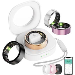 Oucscru Smart Ring for Women Men, Health Tracker with Heart Rate/Blood Oxygen/Blood Pressure/Sleep Monitoring/Step Counting, IP68 Waterproof Fitness Ring, No App Fees for iPhone & Android (Silver, 7#)