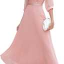 Wedtrend Women's Sequin Dresses Sparkly Glitter Dress Split Sleeves Formal Dresses Maxi Evening Dress (Pink, L)