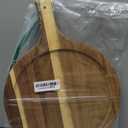 Acacia Wood Round Cutting Board with Handle, Pizza Cutting Boards for Kitchen, Small Wooden Chopping Board, Charcuterie Serving Boards for Cheese, Meat, Vegetables, Bread, 15.7" x 11.8"