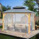 BPS 10' x 10' Gazebo Universal Netting Screen Replacement, 4-Panel Screen Walls with Double Zippers for Outdoor Patio, Gray