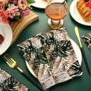 Engrowtic 100 Pcs Hawaii Tropical Napkins Disposable Paper Hand Towels Green gold Leaves Guest Hand Napkins for Bathroom Wedding Baby Shower Birthday Bridal Holiday Dinners Party Decor (Hawaii Style)