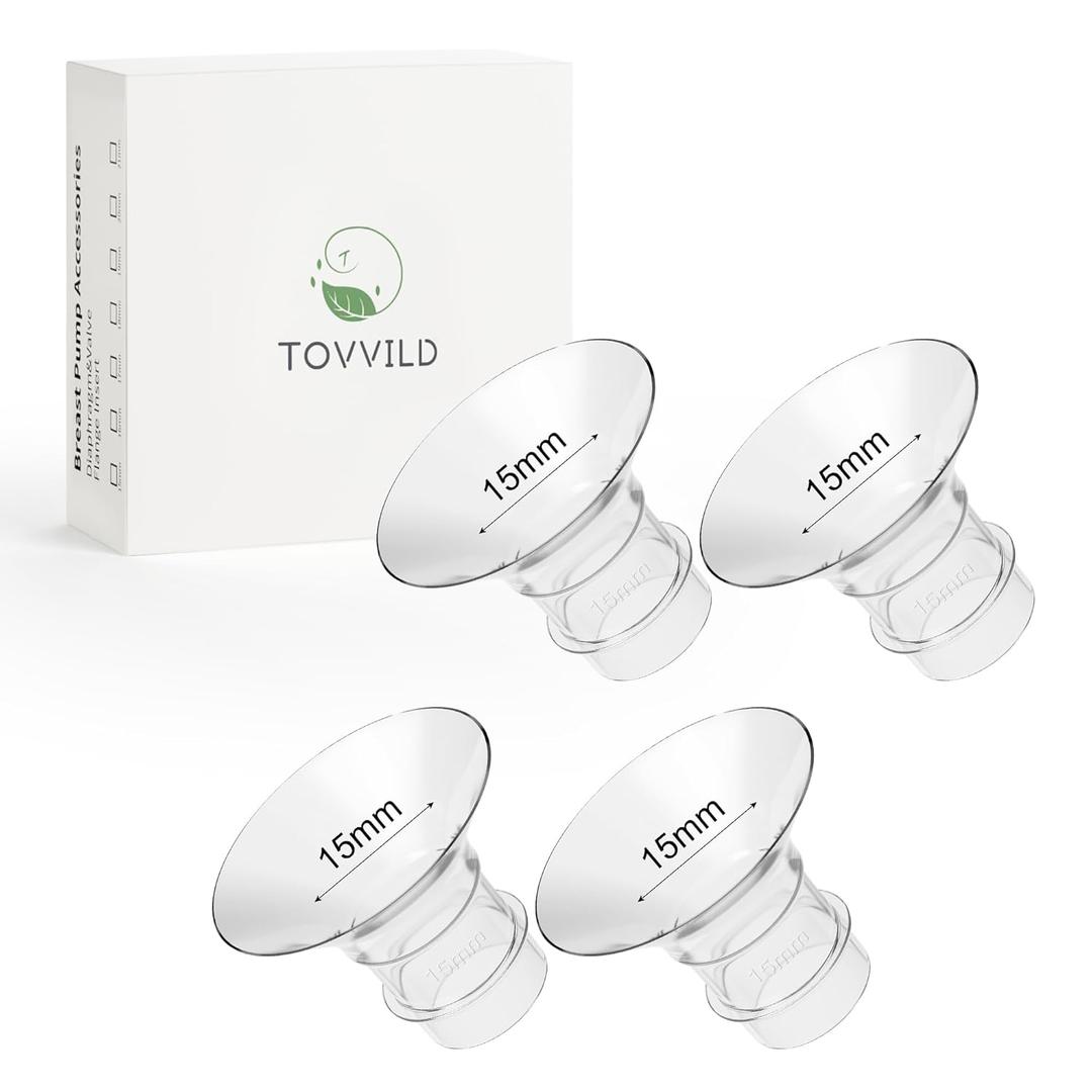 TOVVILD 15mm Flange Inserts for 24mm Flange/Shield, Compatible with Momcozy/MOMMED/Spectra Breast Pumps, Pump Parts Replace (4PCS 15mm)