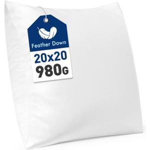 MIULEE Premium Feather and Down 20x20 Throw Pillow Insert Soft Fluffy Throw Pillow Double-Layer Cotton Fabric for Sofa Bed Couch Prevents Feather Leakage